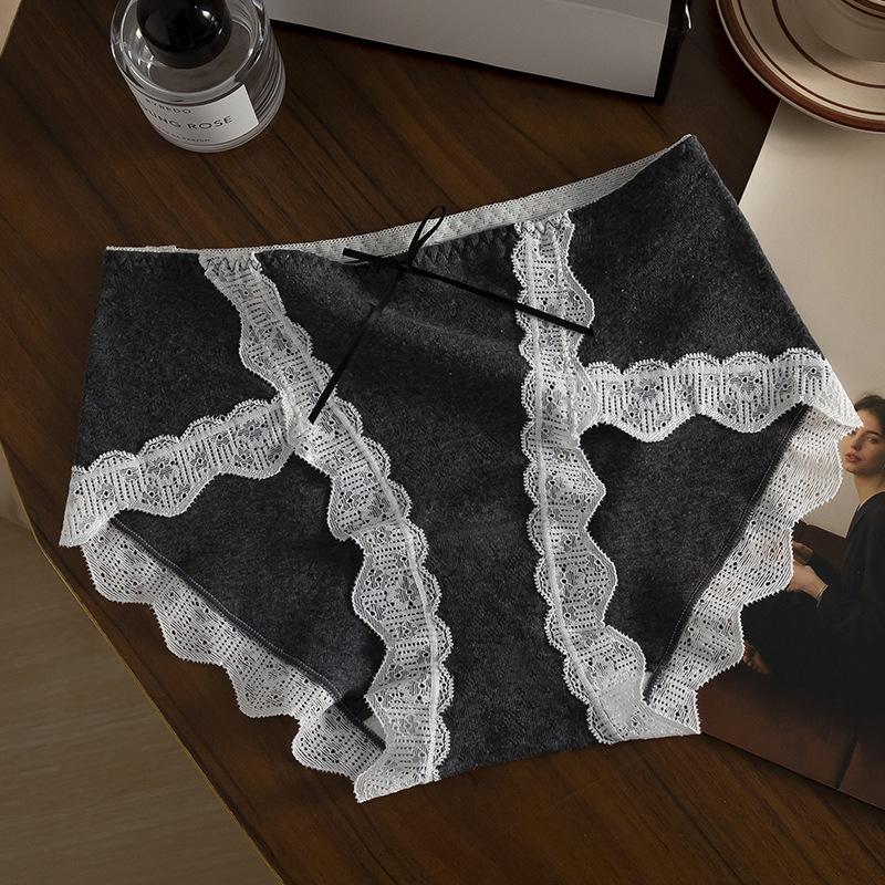 Women's Spring and Autumn Bowtie Class 7A Bacteriostatic High Split Cotton Crotch Hip Mid Waist Triangle Briefs