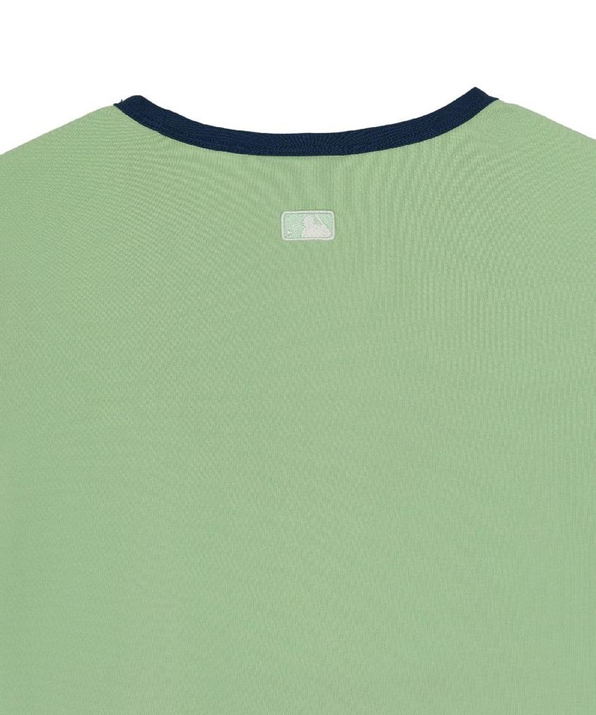 Emelbi Women'S Lettering Slim Semi-Crop Ringer T-Shirt Phi (Ptn.Green)