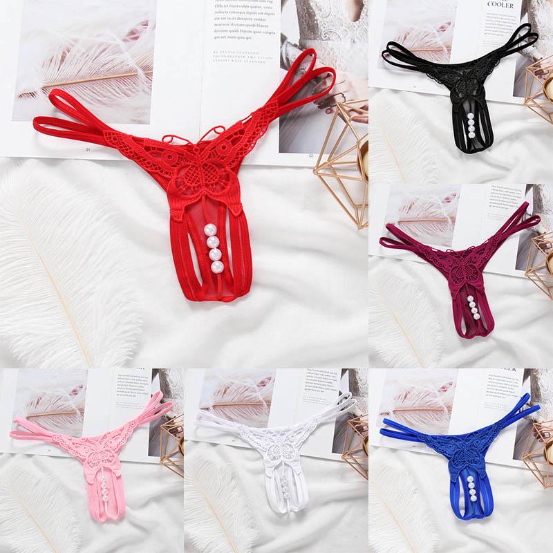 Women Solid Gstring Opening Crotch Thong Panties Brief Lingerie Underwear Sexy