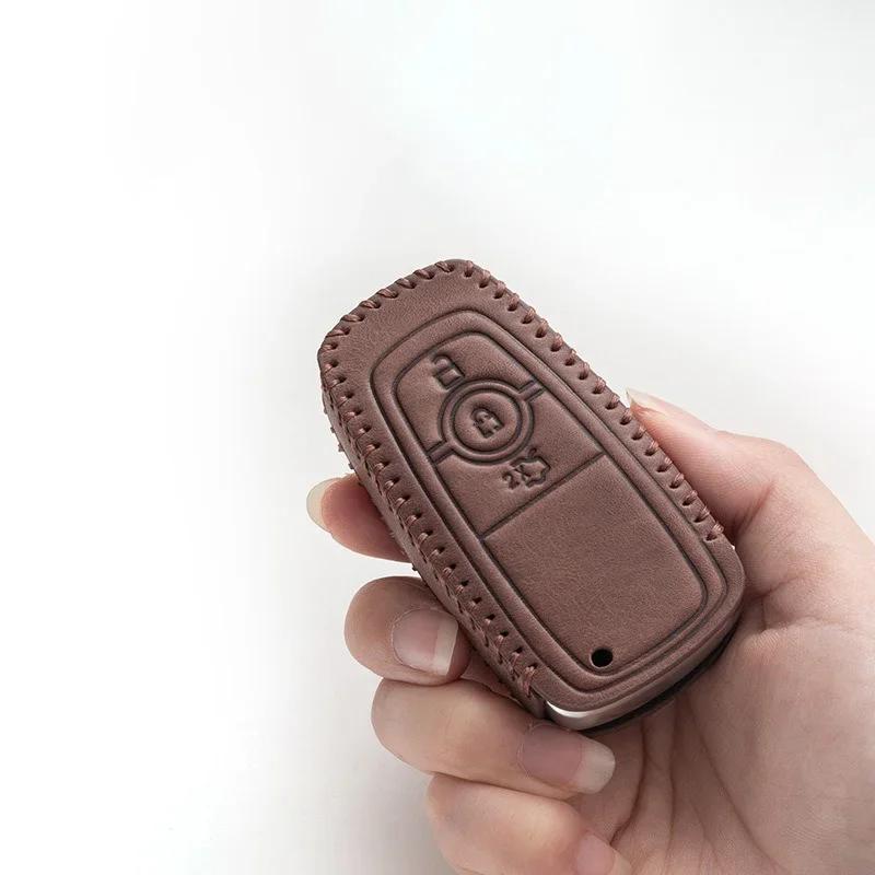 Autoaufkleber 2026 Ford 4 Tasten Leder Auto-Fernschlüsselhülle Unisex Für Ford Raptor F150 Explorer Mustang Fusion Escape F250 F350
