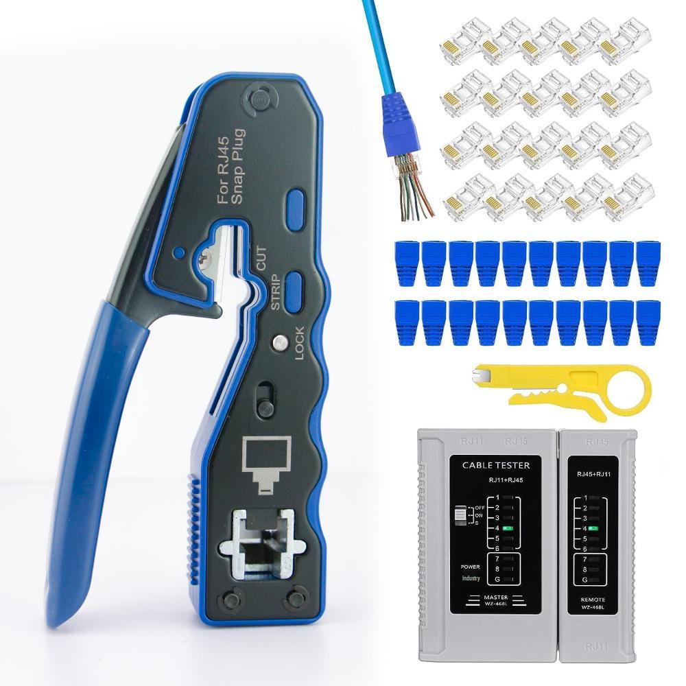 Multifunctional RJ45 Network Cable Crimper & Tester Set for Home Installation