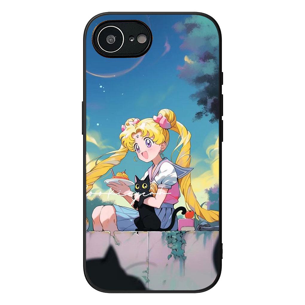 Soft Phone Cover for Samsung Galaxy S25 S24 S23 FE Plus Ultra S7 Edge A16 A15 5G s25+ Case S-Sailors Anime Girl Moon Casing