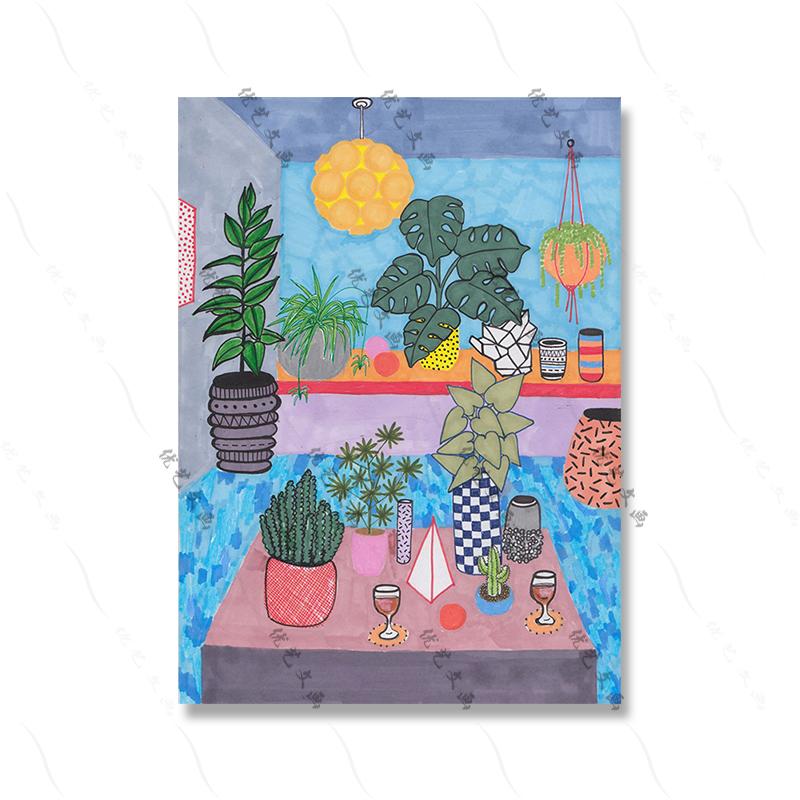 

Джунгли Красочные Милые Кошки Искусство Холст Картина Абстрактные Мультфильм Растения Листья Плакат Печать Детская Гостиная Настенная Картина Домашний Декор 21x30cm No Framed