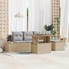 Garden Dining Set with Cushions 6 pcs Beige and Grey