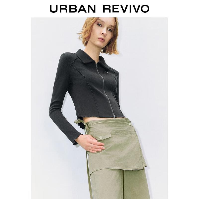 UR Women s Letter Double-Zip Long Sleeve Cardigan Shirt XS