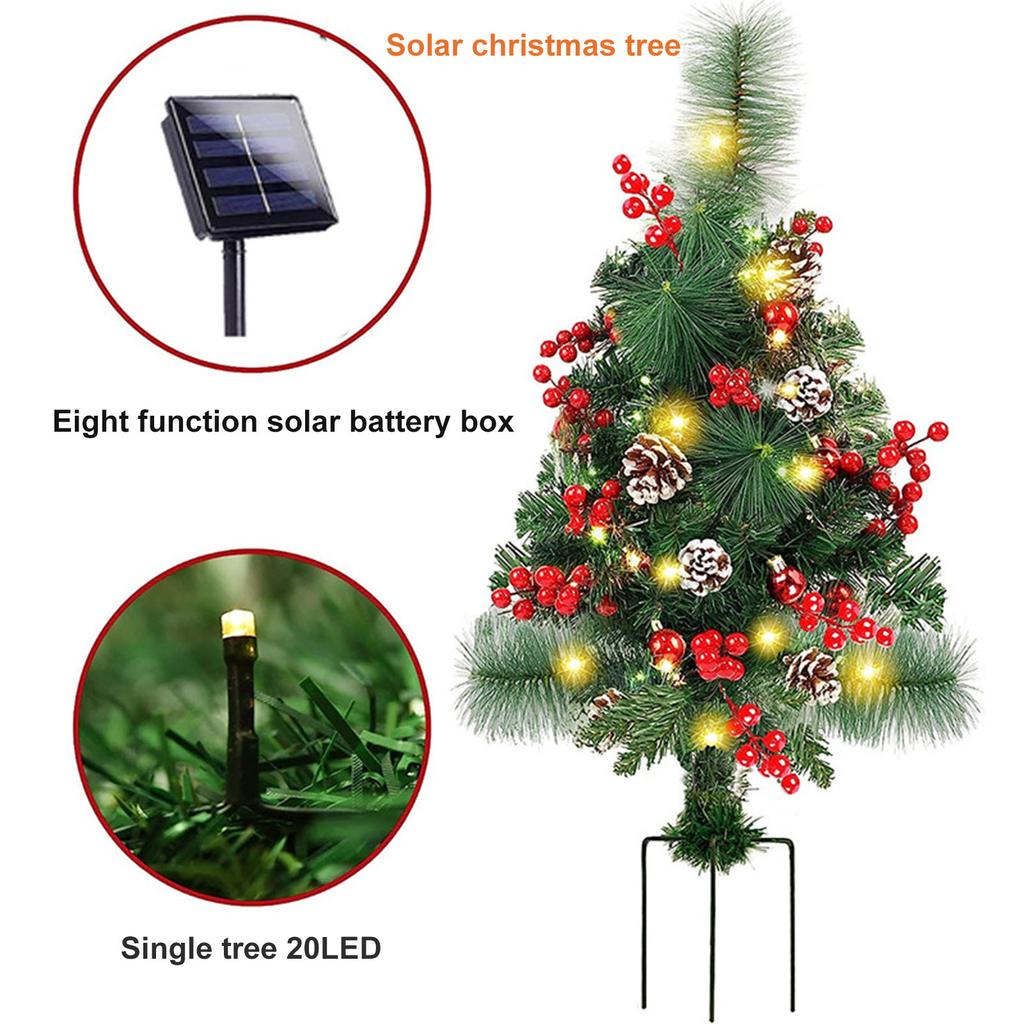 Solar Xmas Tree Garden Stake Lights Outdoor Xmas Tree Lighted Yard Decorations