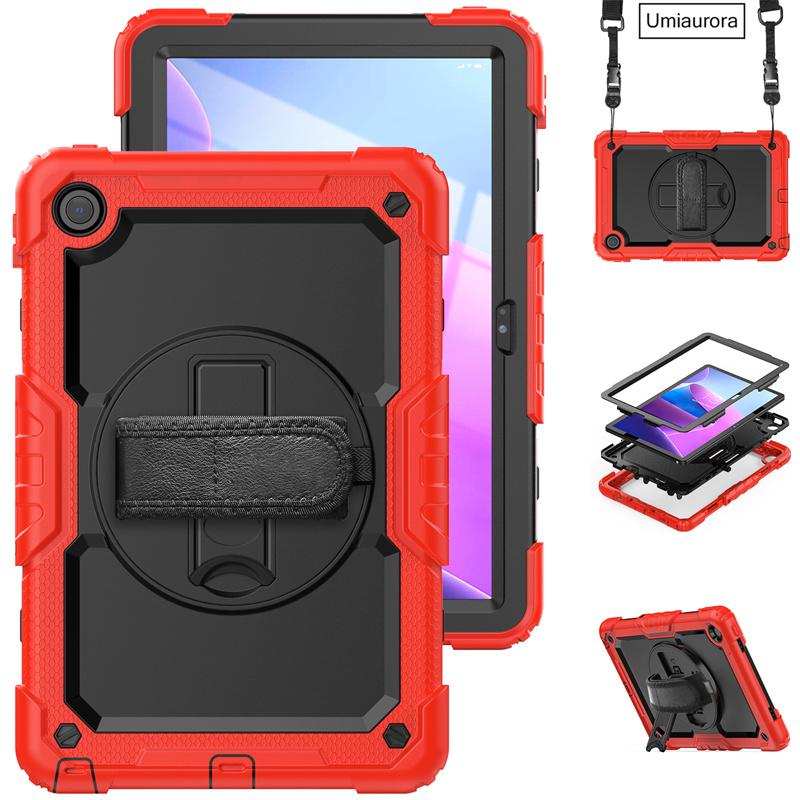 For Lenovo Tab M10 Plus 10.6" TB128FU 3rd Gen 10.1 Inch TB328FU X306F X606F Shockproof Rugged Tablet Case Hand Strap Stand Funda