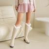 Women's low-heeled boots autumn and winter new thick-heeled large-size warm plush medium boots