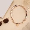 Silk Scarf Necklace, with Gold Chain And Sunflower Heart Pendant, Retro Style Alloy Charms Choker for Women
