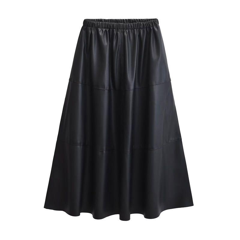 

Fashion Style 2024 Autumn New Arrival Women s Easiest for Match Fashion Elegant Poly Urethane Leather Mid Length Long Length Skirt 5308838 Black L