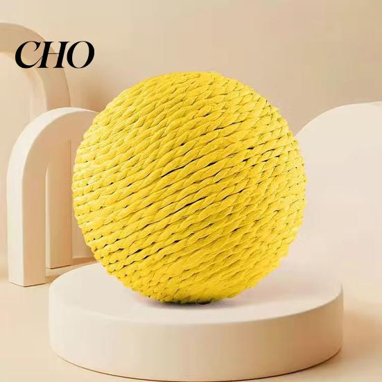 Safe Non-toxic Cat Chewer Faux Sisal Ball Toy, 8CM Large Scratch with Built-in Bell, Sound Bell Interactive Play Bite-Resistant Toy for Relieve Stress