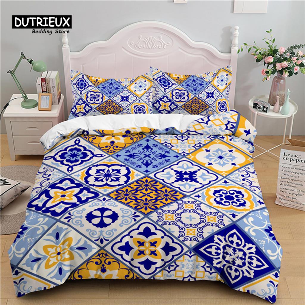 Comforter Luxury 3D Geometry Stitching Flower Print Home Living Kids Bedding Set Queen And King Eu/Us/Au/Uk Size