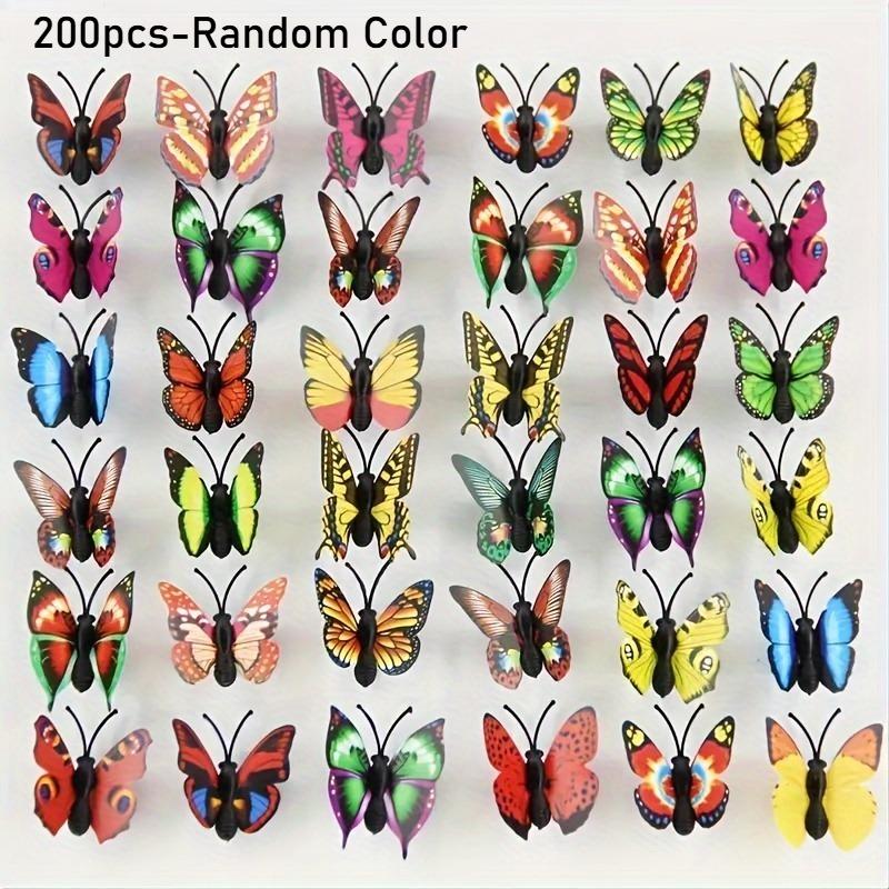 

100/200pcs Faux Butterflies - Colorful Plastic Decor for Hats, Slippers & DIY Crafts,For Wall Art Decorative Hanging Decorations