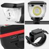 Solar-charged / USB Charging Bike Light Waterproof with 3 Lighting Modes 5 Sounds Fits Mountain Road Bike