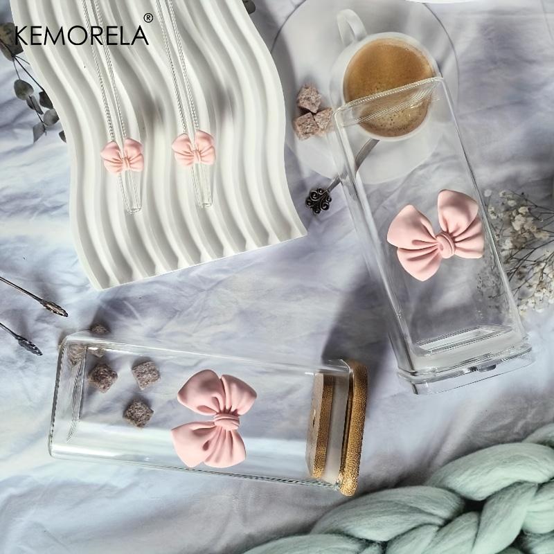 KEMORELA 4 ST Rosa Rosett Glasmugg 350 ml Glasmuggar För Utomhusbruk Kaffe Juice Mjölkte Med Lock och Sugrör Lämplig Som Gåva