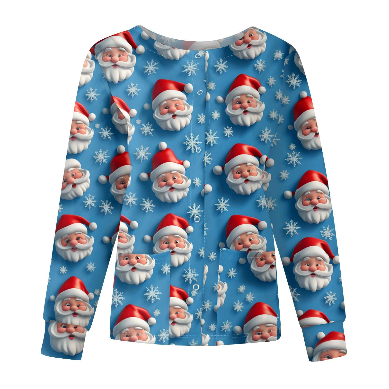 

Женские топы с длинными рукавами и карманами, рабочий воротник-стойка, однобортный защитный комбинезон, куртка, рождественский топ M