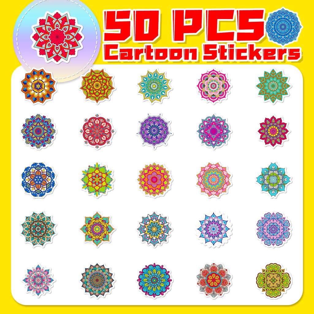 50 Cartoon Mandala Stickers Source Hindu Auspicious Religion Symbol Art Style Mandala Stickers