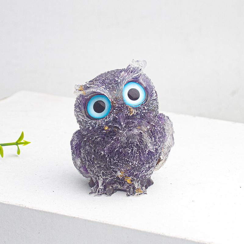 1Pc Natural  Cute Animal Image Macadam Drip Glue Owl Household Supplies Desktop Ornament