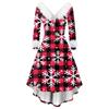 Women's Fashion Casual V-Neck Christmas Print Long Sleeve Dress