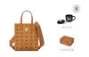 MCM Klassik Classic Monogram All-Print Leather Trim Tote Bag Shoulder Bag Mini Women's Brown Patchwork