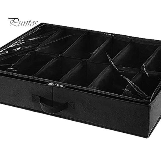 Under-Bed Shoes Storage Organizer Large Capacity Multiple Compartments Foldable Design Shoes Container Storage Box with Handle