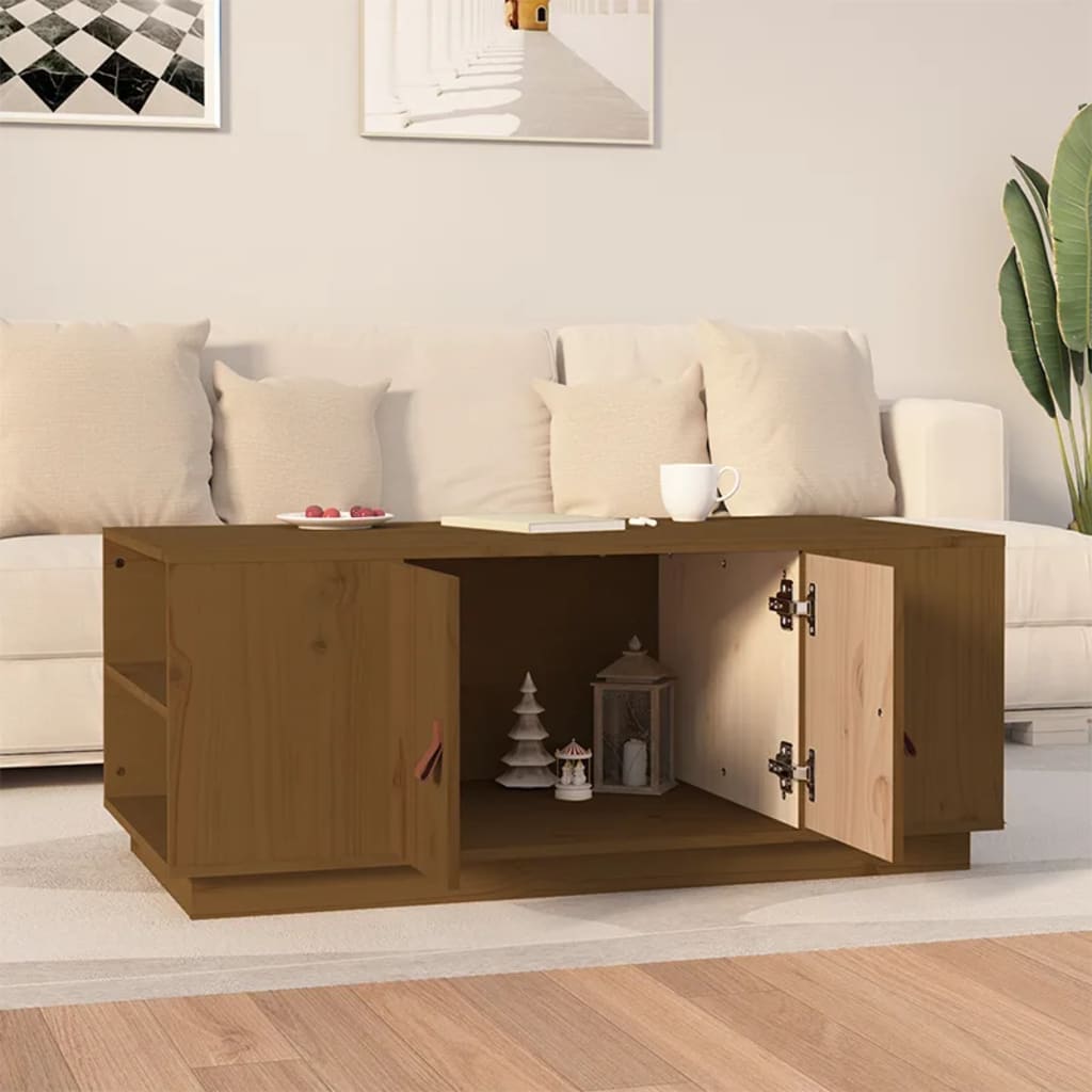 Coffee Table, Honey Brown, 100x50x41 Cm, Solid Pine Wood