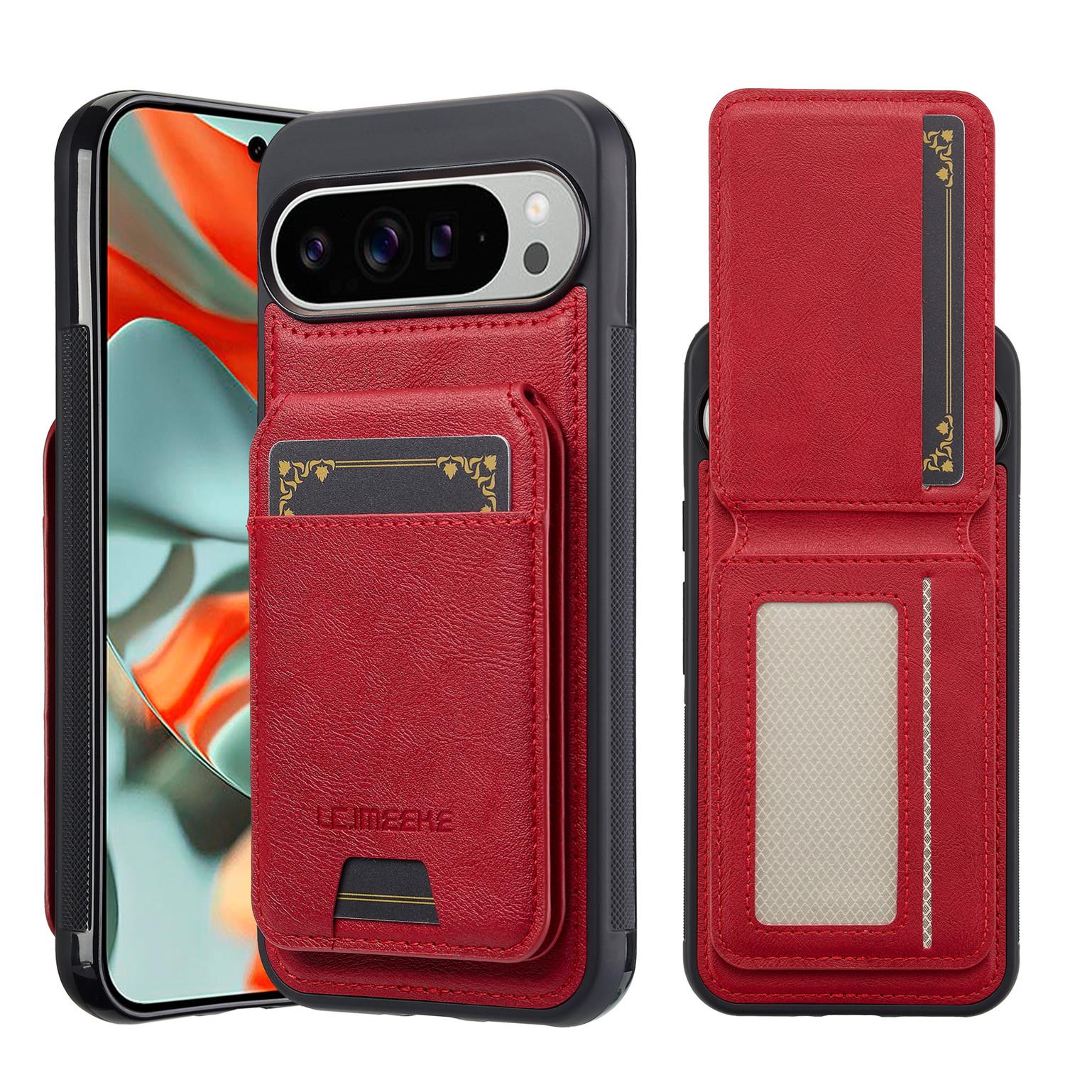 

Strong Magnetic Detachable Leather Case for Google Pixel 9 Pro XL 8 Pro 8A 7 7A RFID Blocking Card Slot Wallet Stand Flip Cover For google9 красный