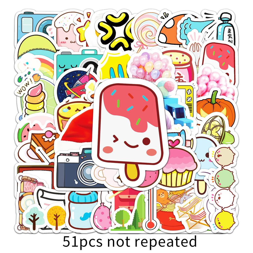 51 Small Fresh Waterproof Personality Cartoon Trolley Case Suitcase Scooter Tablet Computer Car Decoration Stickers