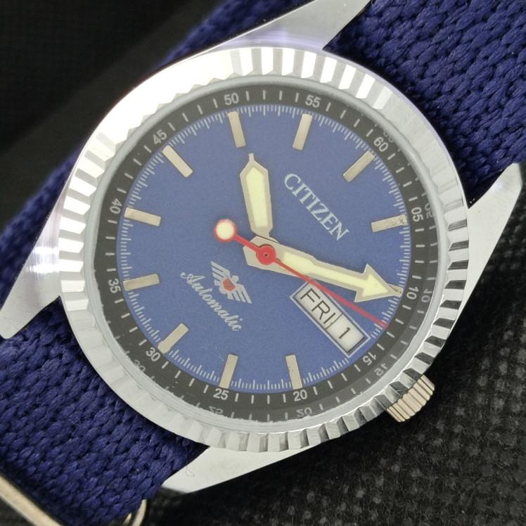 

ВОССТАНОВЛЕННЫЕ ВИНТАЖНЫЕ CITIZEN AUTO 8200 JAPAN MENS D/D BLUE WATCH 610a-a317581-2 SKU610a-a317581
