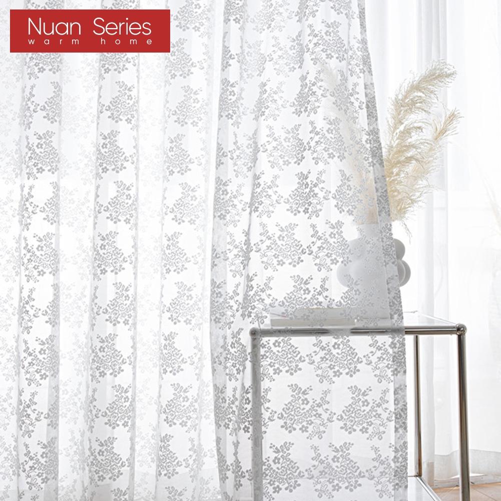 1 Pezzo Serie Nuan Pizzo Bianco Lavorato a Maglia Piccolo Floreale Chiffon Tenda per Soggiorno Camera da Letto Balcone Decorazione Casa
