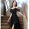 Black evening dress women's 1011 new summer high-end light luxury birthday party host adult dress