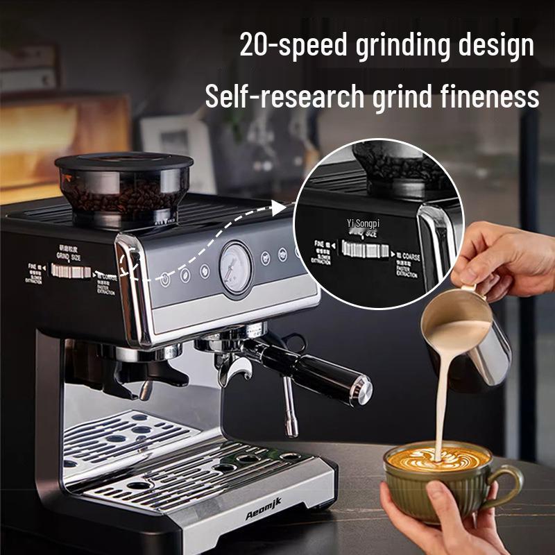 National Standard Italian Semi-Automatic Coffee Machine with Grinder & Double Boiler for High-Pressure Extraction
