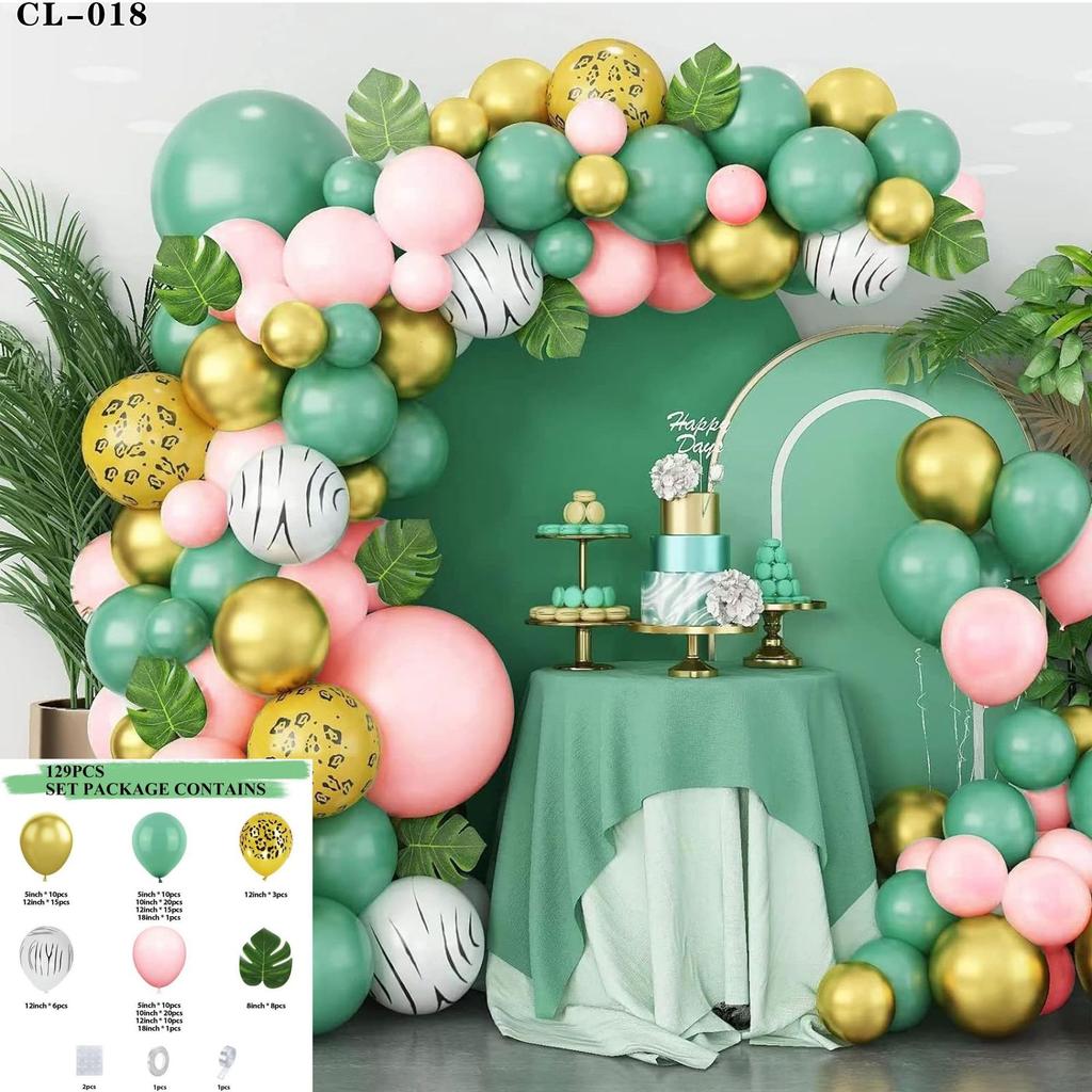 Forest Series Green Balloon Chain Set Children'S Birthday Theme Party Decoration Jungle Arrangement Balloon