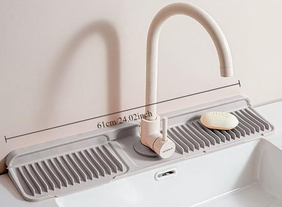 Alfombrillas Captadoras de Agua para Grifo de Silicona, Tapetes Secado a Prueba de Derrames para Fregadero de Cocina, Alfombrilla Captadora de Agua Antideslizante con Drenaje y Protector contra Salpicaduras