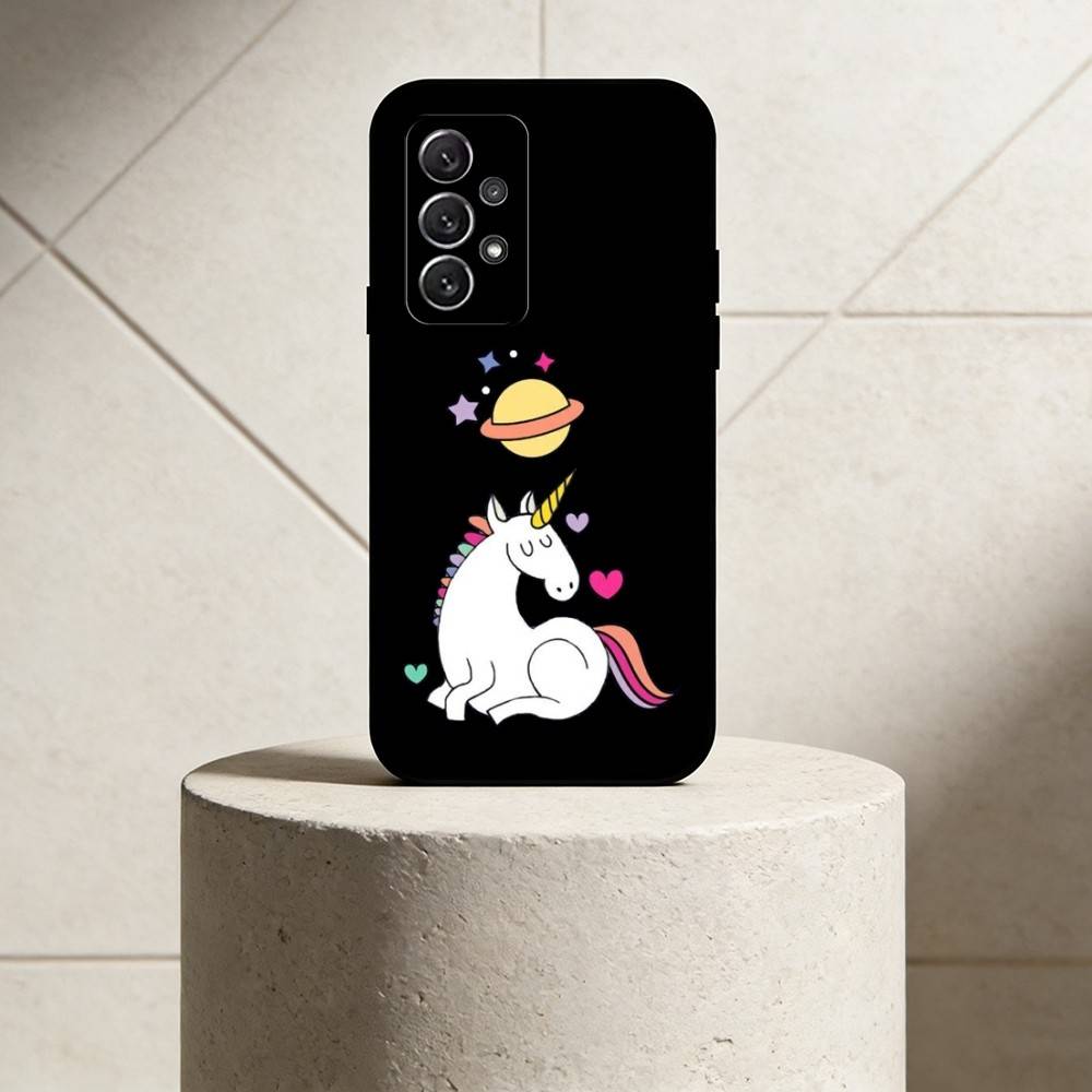 Q V-version Unicorn Phone Case For Samsung S25,24,21,22,23,30,Ultra,20,Plus,Fe,Lite,Note Soft Black Cover