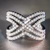 Gorgeous Cross Ring Female Brilliant Cubic Zirconia Silver Color Finger Jewelry Luxury Wide Accessories for Daily Party