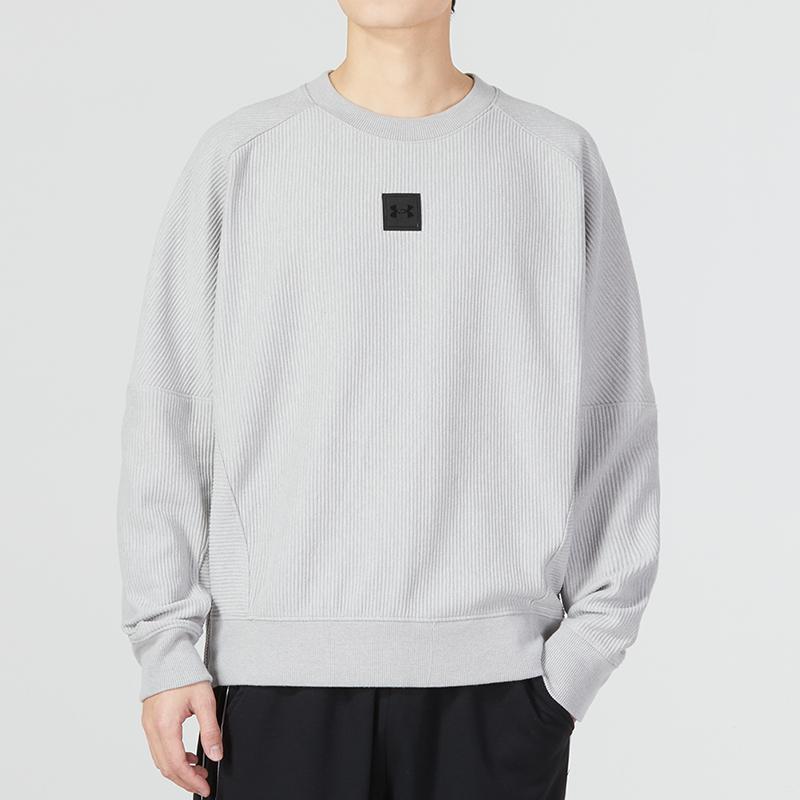 Under Armour Solid Color Sport Casual Crew Neck Sweatshirt Men Tops Grey 1373877-558