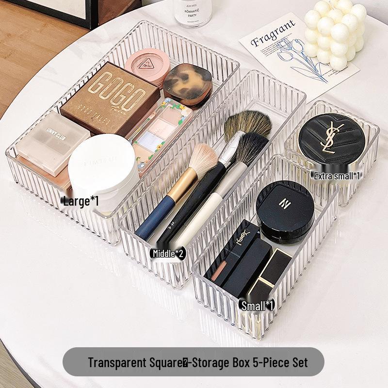 Transparent Rectangular Cosmetic Organizer for Lipsticks & Brushes