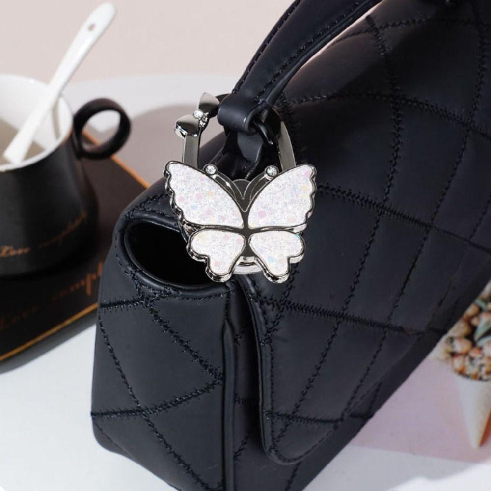 Pretty Butterfly Handbag Hook for Women Foldable Portable Table Hanger Durable Creative Bag Hanger for Table