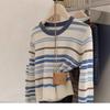 Early autumn new inner bottoming shirt unique beautiful and thin small top contrasting stripes long-sleeved t-shirt women