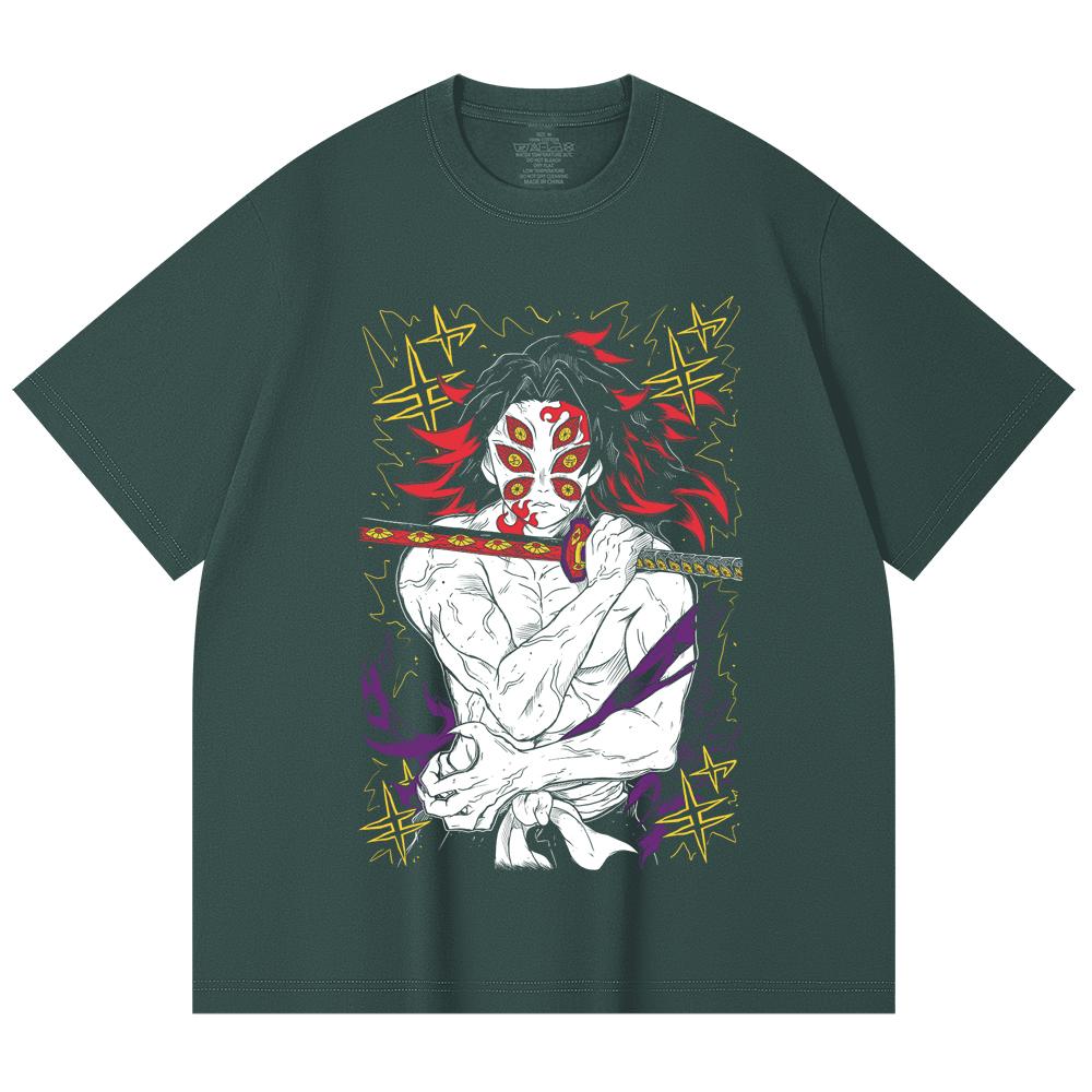 230 g/m² 100% Baumwolle Demon Slayer V36 Kokushibo Aufdruck Unisex Schweres Baumwoll-T-Shirt