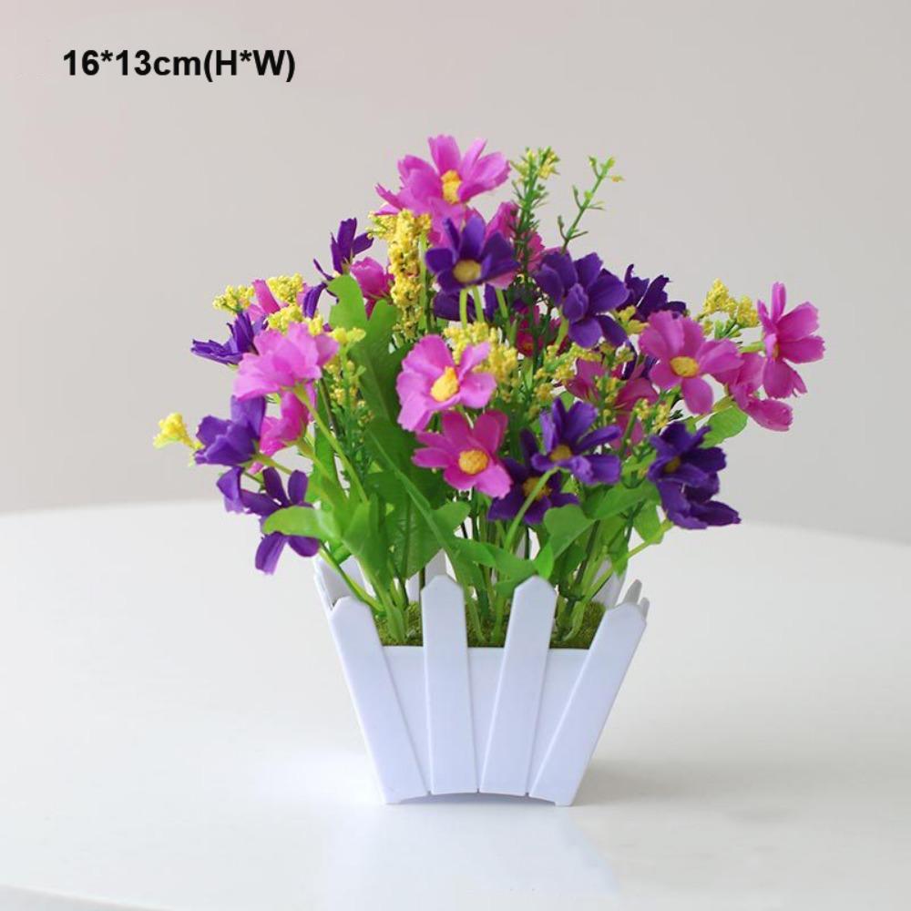 10 Styles Artificial Flowers Plastic Fake Flower Potted New Simulation Plant  Home Decor