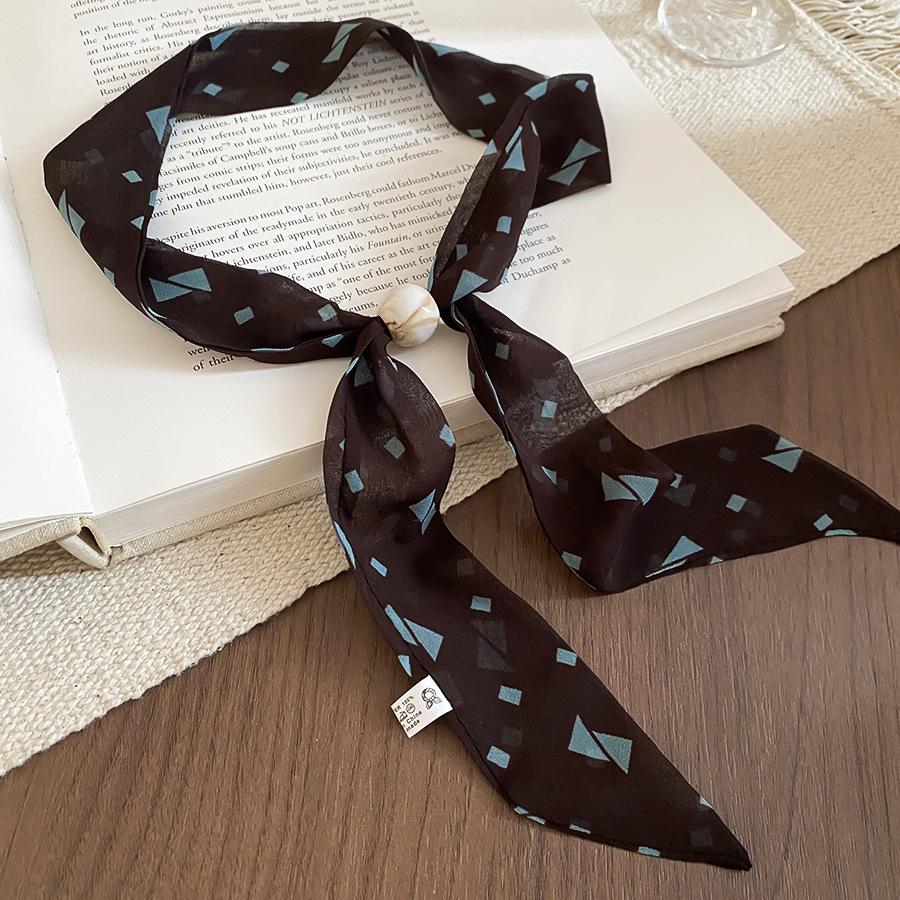 Retro Polka Dot Silk Scarf Necklace - Elegant Women's Accessory