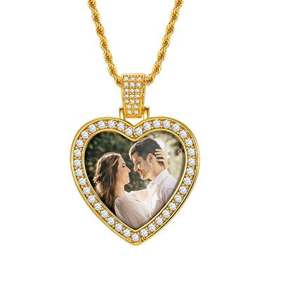 

Picture Photo Necklace, Personalized Zirconia Heart Pendant Jewelry Customized Gifts for Women