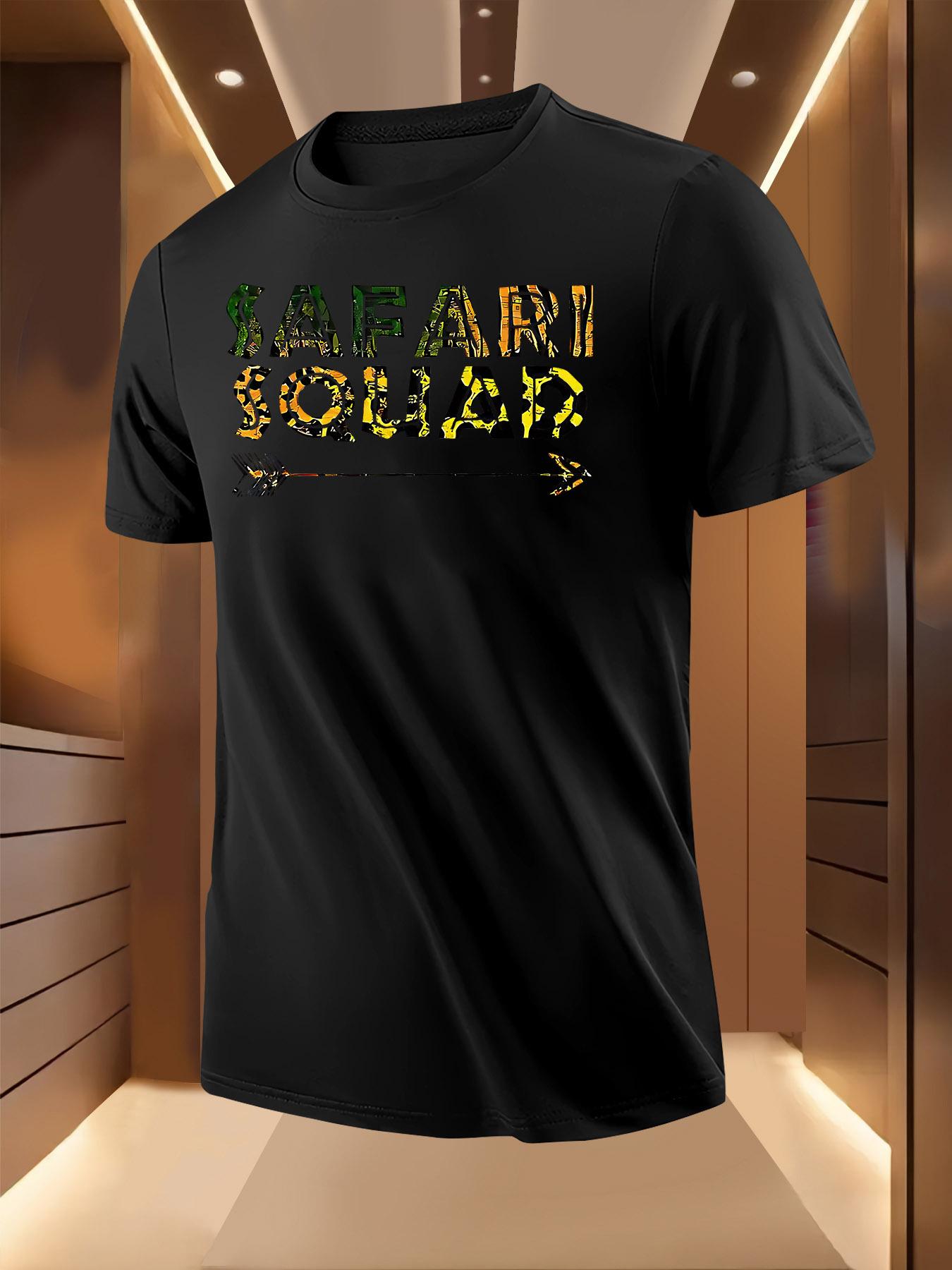 Safari Squad Camo Print Tshirt - Casual Short Sleeve Crew... M