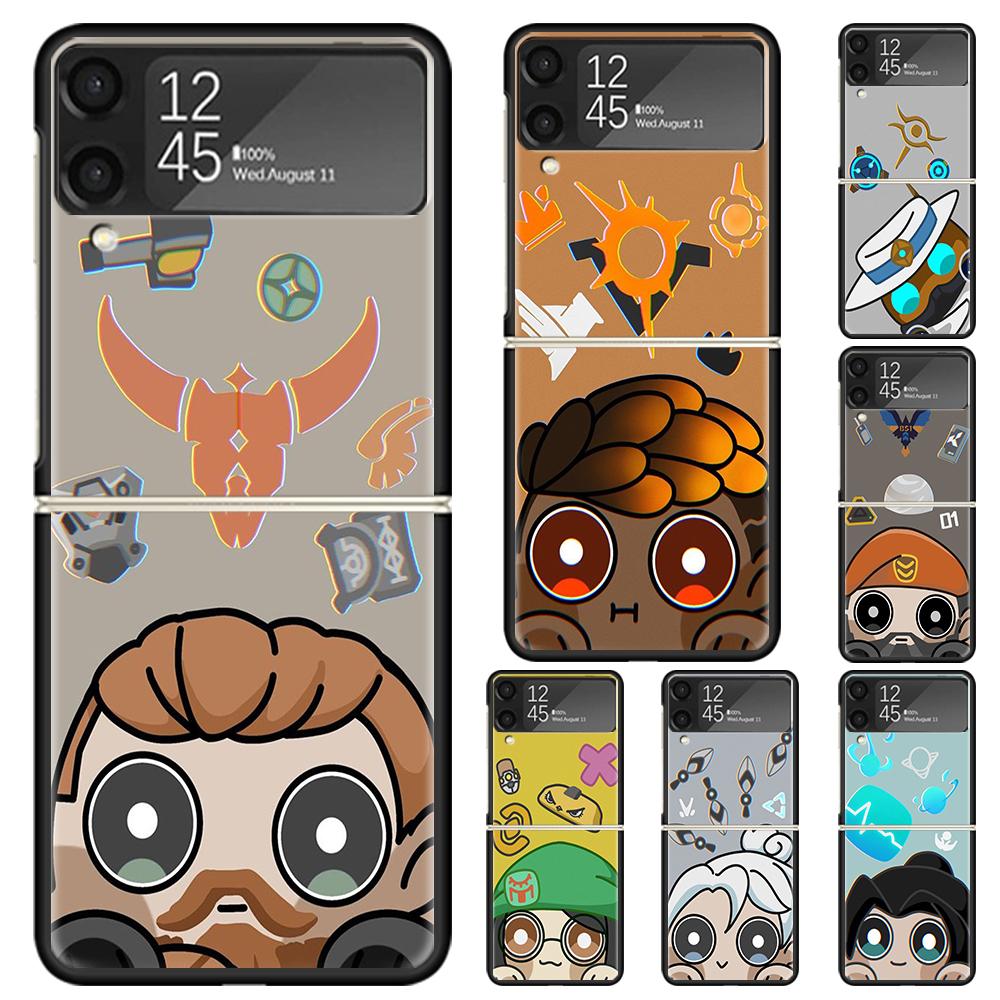 Game Valorant Cute Hard PC Phone Case For Samsung Galaxy Z Flip 7 6 5 4 3 Black ZFlip7 ZFlip6 Flip5 Flip4 Flip3 5G Print Cover G
