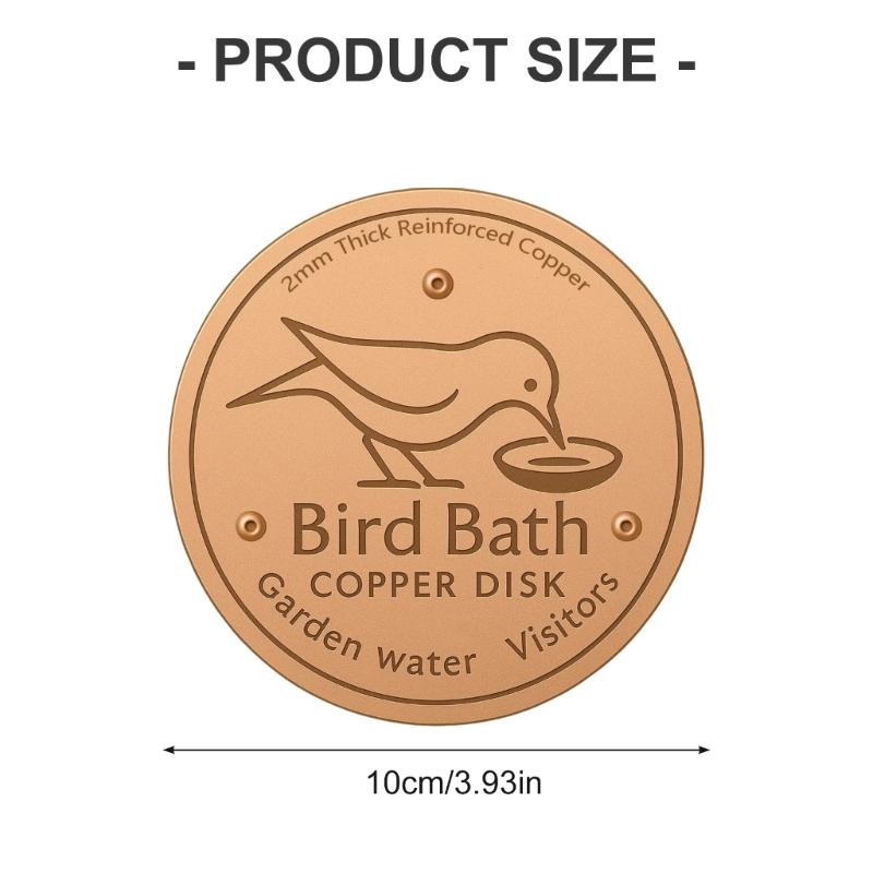 Passivated Copper Birdbath Purifier Disc 3 Leg Design Maximizes Water Contact Prevents Green Build Up Efficiently