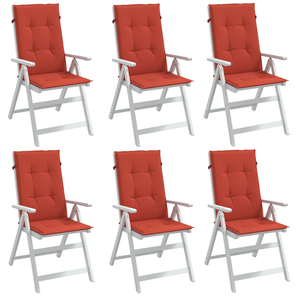 High Back Seat Cushions 6 Pcs. Melange Red 120 X 50 X 4 Cm Fabric