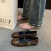 French with Skirt Mary Jane Shoes Women's Shoes 2025 Spring and Autumn New Korean Version Flat-bottomed Doudou Shoes Silver Small Leather Shoes