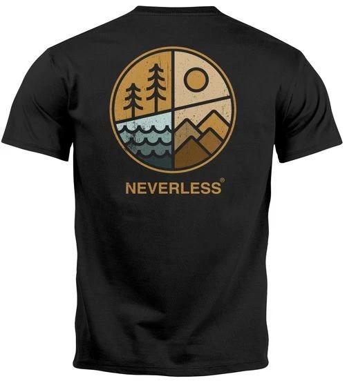 Mens 100% Cotton T-shirt Mens Tees Top Back Print Nature Graphic Mountains Forest Adventure Outdoor Casual- L